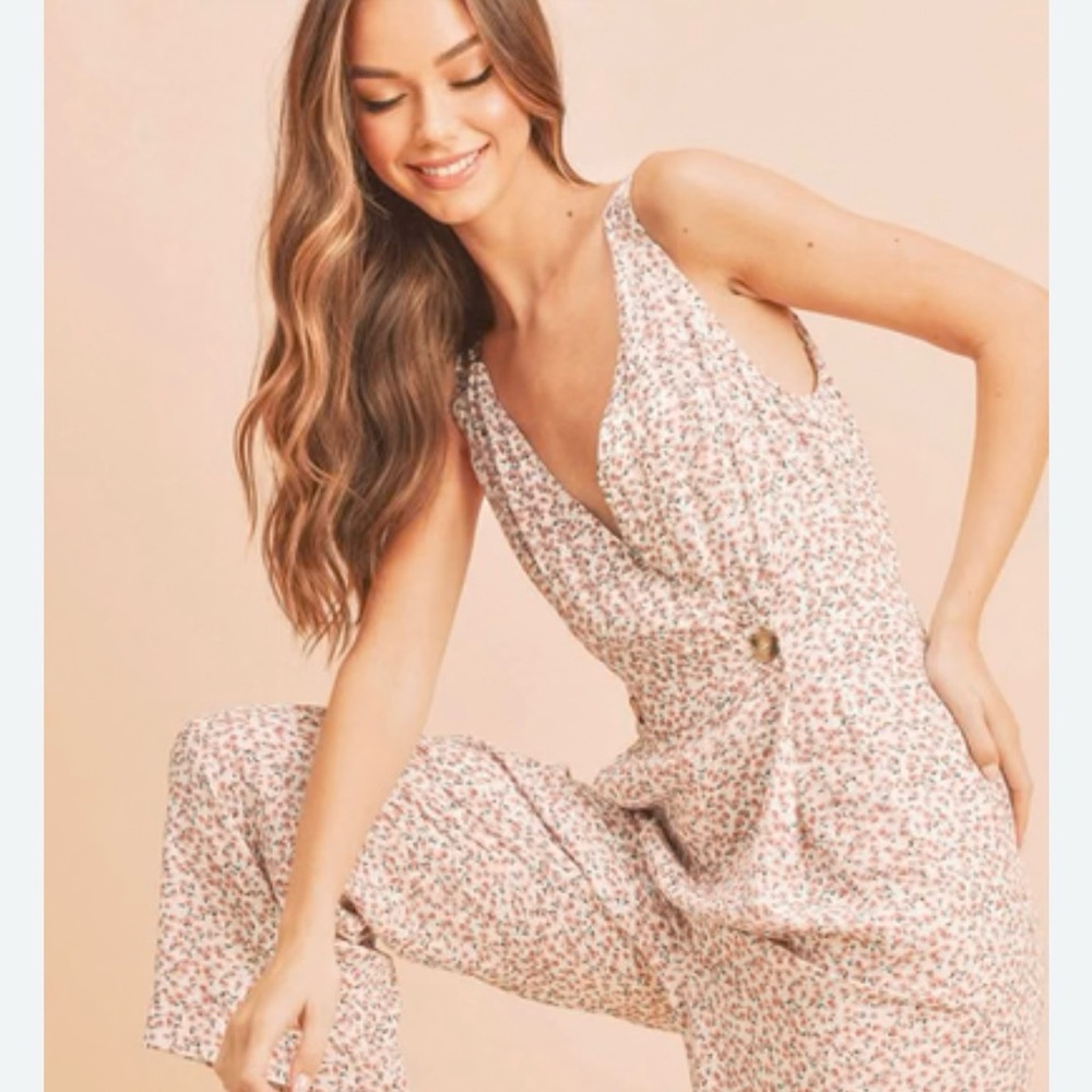 Aemi + Co Floral Wide-leg Jumpsuit